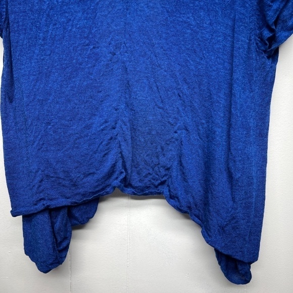 Kenneth Cole Linen Blend Short Sleeve Royal Blue Open Front Cardigan Size Medium - Picture 9 of 12
